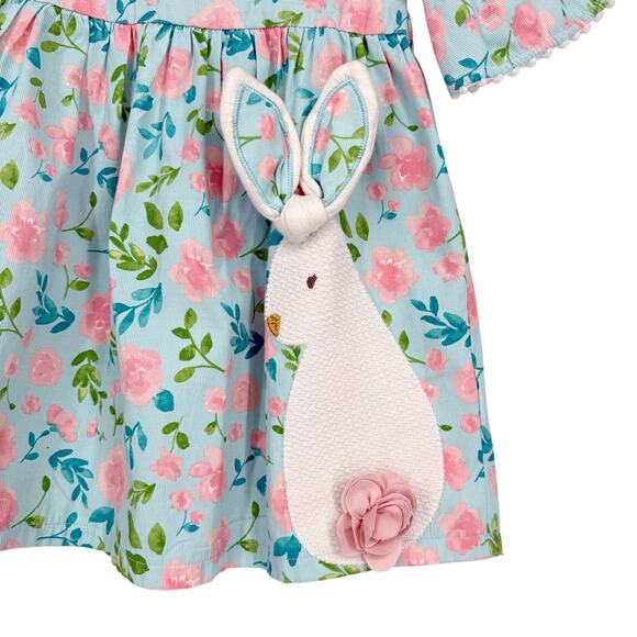 Mudpie Girl's Floral Bunny Dress Spring‎ Easter 2T - Picture 3 of 6
